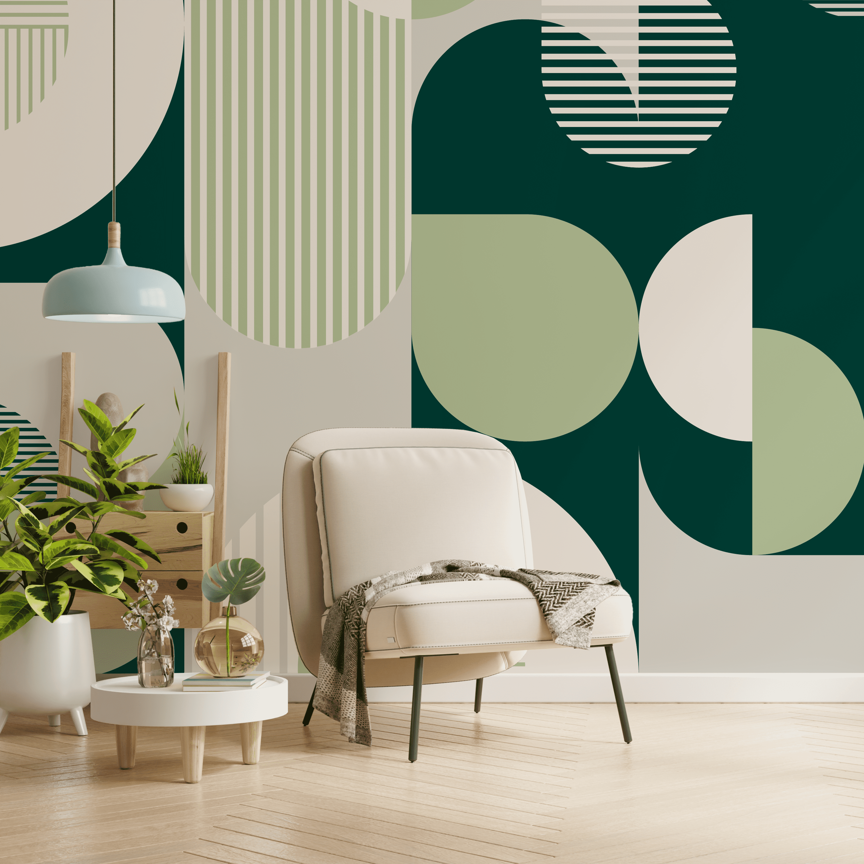 papier peint panoramique geo26 vert 2 stick vibes