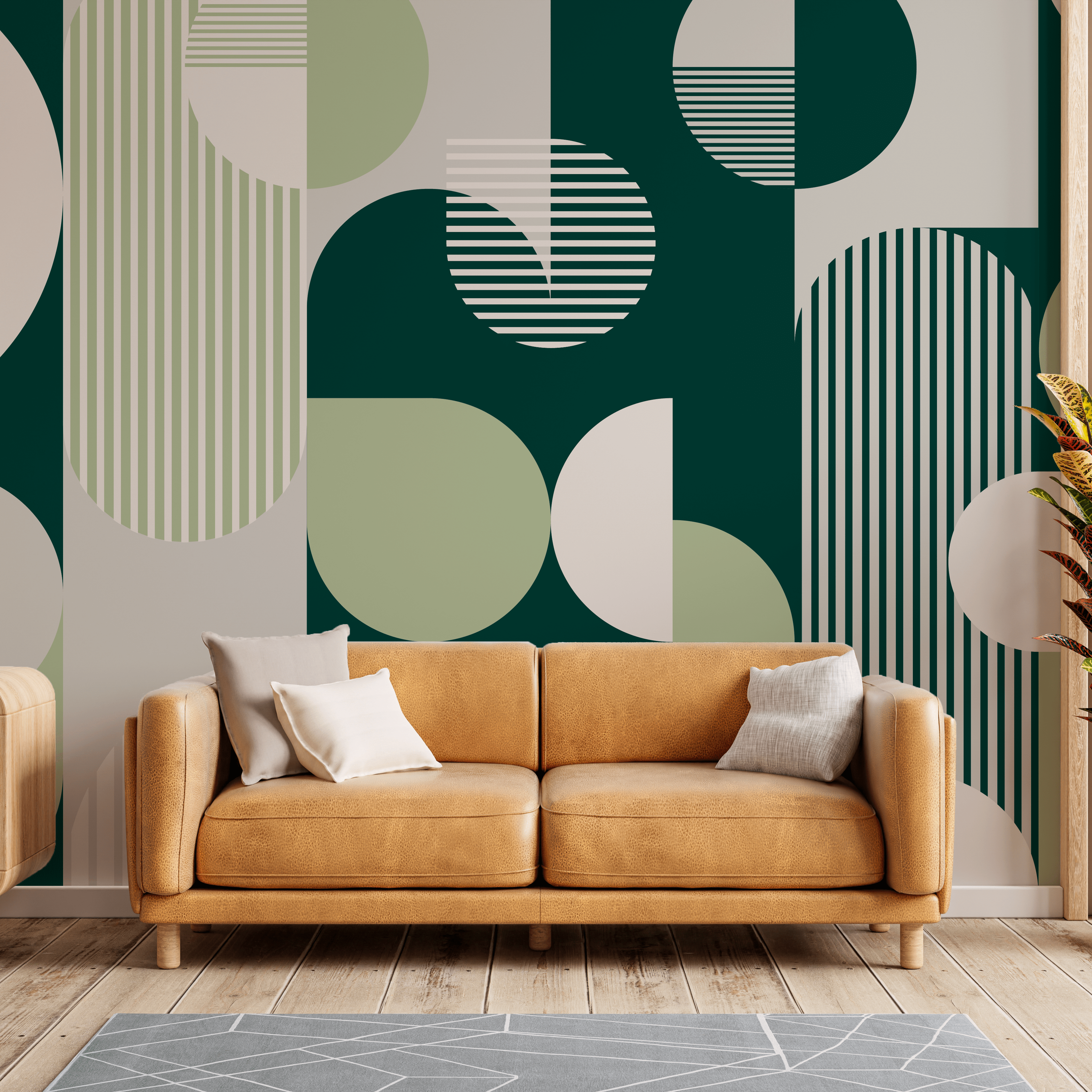 papier peint panoramique geo26 vert 1 stick vibes