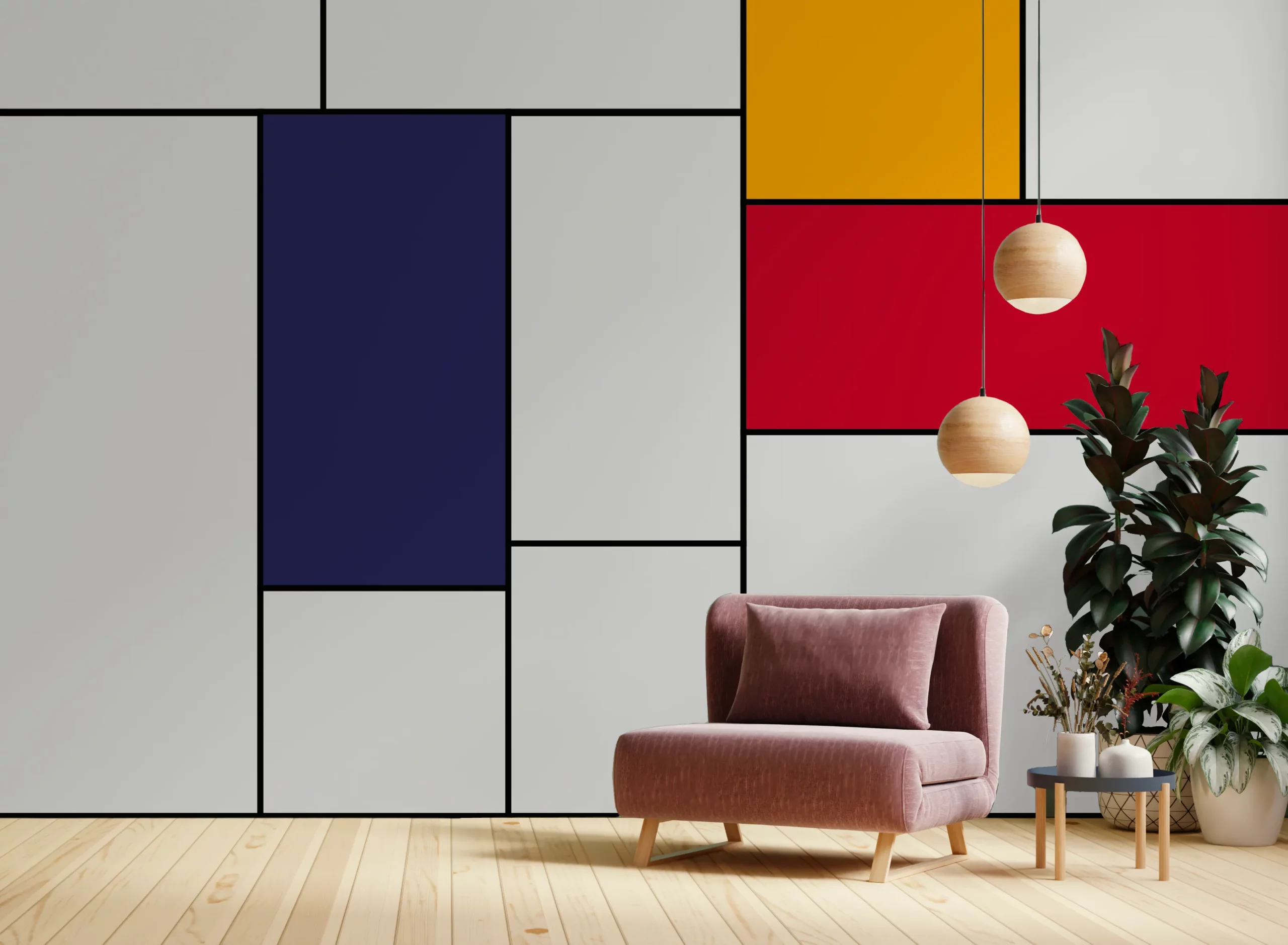 papier-peint-mondrian-geometrique-design-salon-moderne