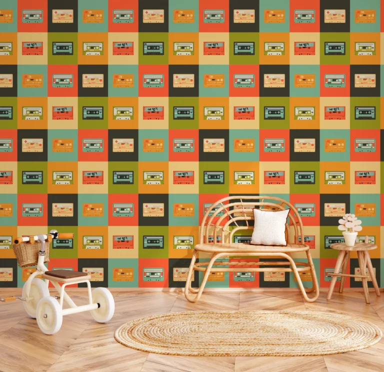 papier-peint-cassettes-audio-mosaique-retro-colore